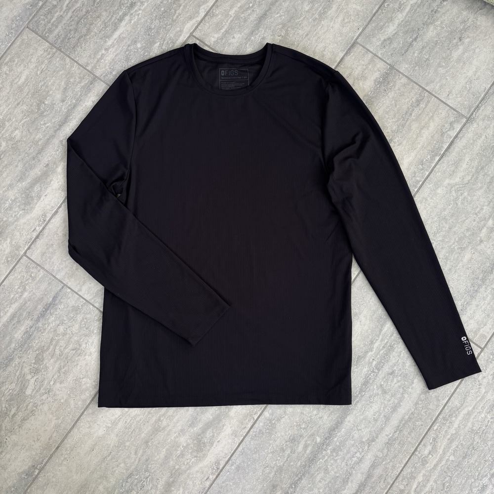 Figs Thomas Ribbed Long-Sleeve Underscrub Men's Black XXL